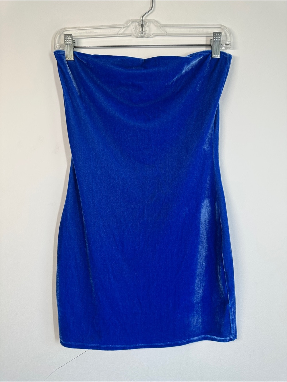 Reformation Blue Velvet Strapless Mini Dress – Size Small